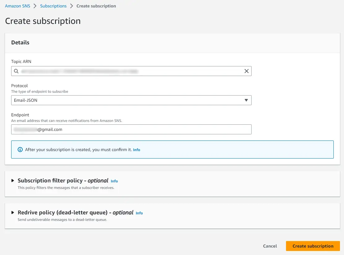 create-SNS-subscription